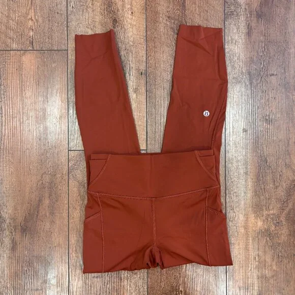 Lululemon Fast and Free High-Rise Tight 25” Pockets Dark Terracotta Womens Sz 4 - Picture 2 of 7